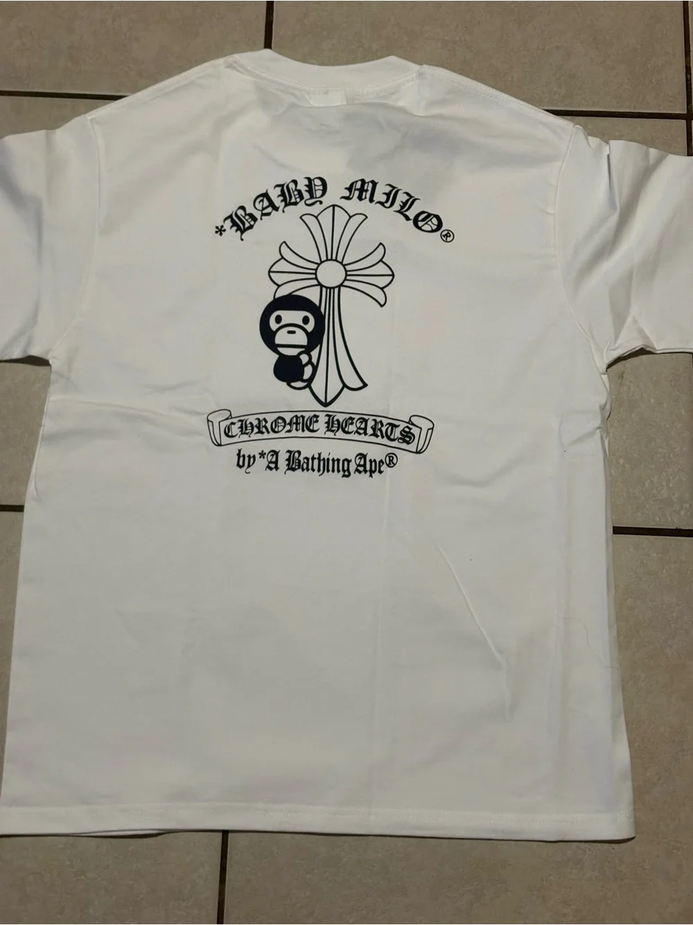 Chrome Hearts White Tee with Black Logo Ape Graphic - Picture 2 of 2